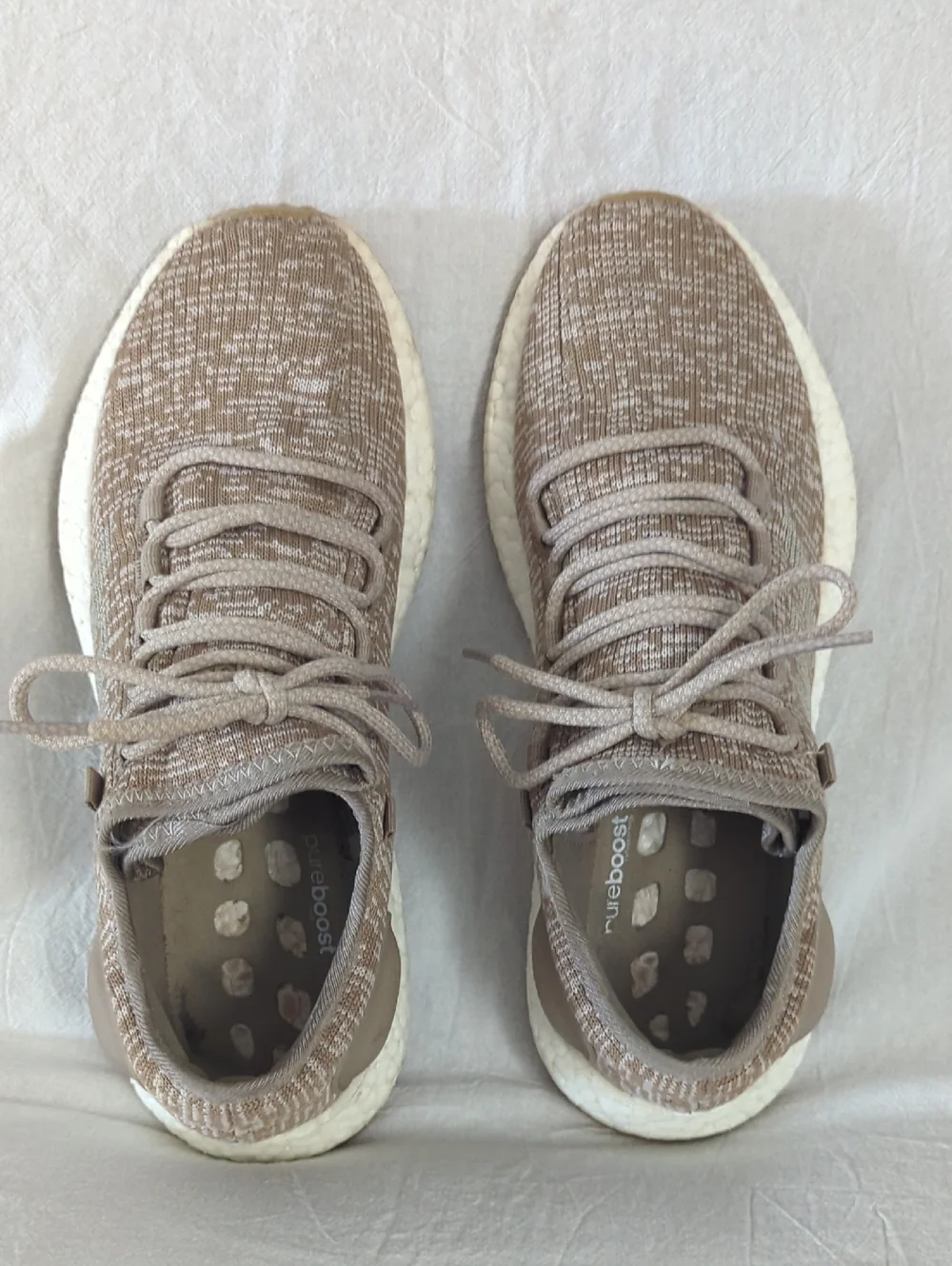 adidas PureBOOST Trace Khaki Oatmeal Tan Knit Sneakers Mens Size 8 S81992